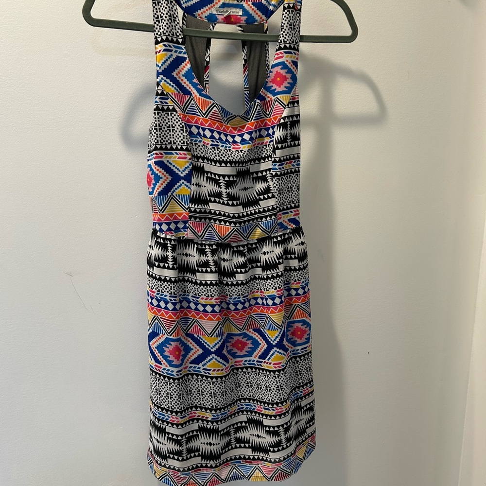 Charlotte Russe Blue and Red Halter Sundress
